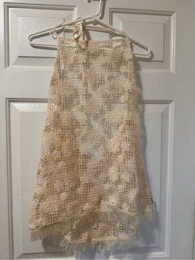 PINK Victoria's Secret Cream Crochet Bathing suit cover up